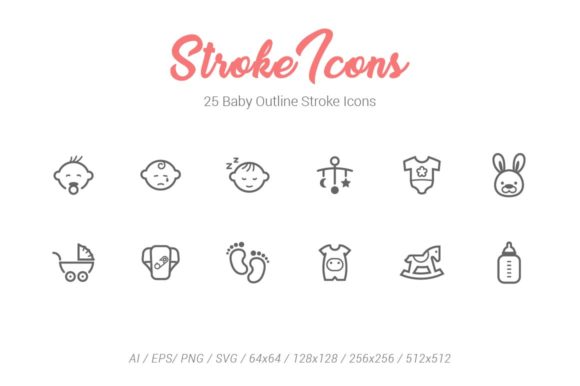 25 Baby Outline Stroke Icons: Clean Graphics for Editorial & Digital Publishing