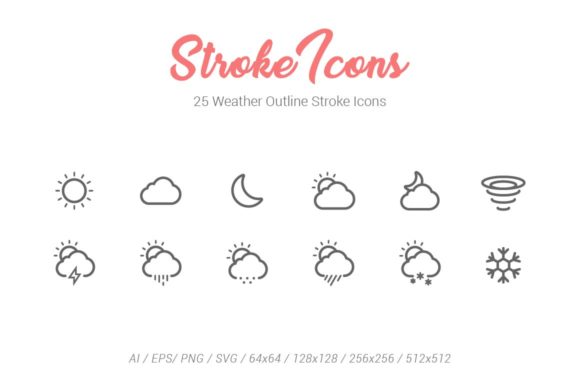 25 Weather Outline Stroke Icons: Clean Graphics & Icons
