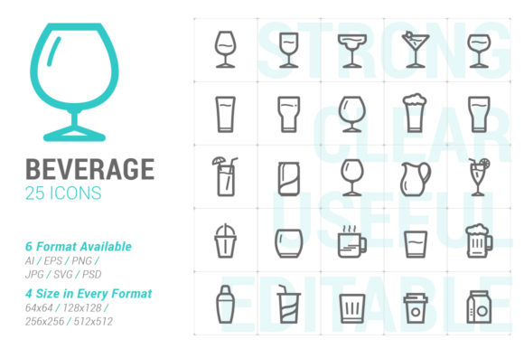 Beverage and Glass Strong Line Icon: Clean Graphics & Icons for Sellers