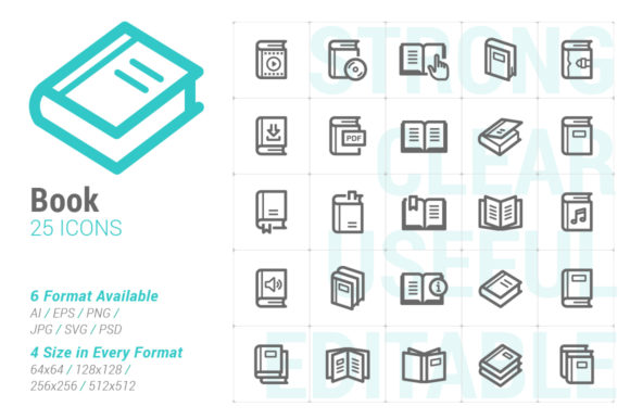 Book Strong Line Icon: Clean Graphics & Icons for Brand Clarity