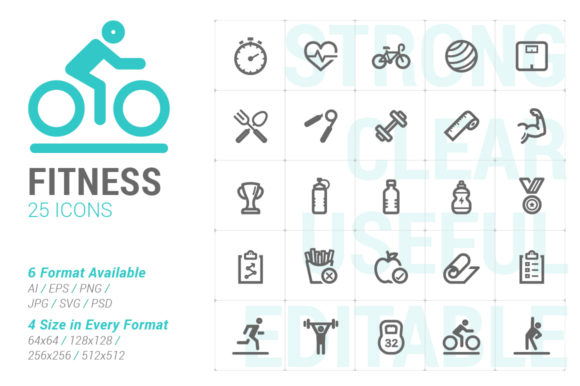 Fitness Strong Line Icon: Modern Graphics & Icons for Brand Builders
