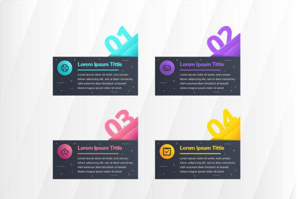 Four Step Rectangle Infographic Graphics