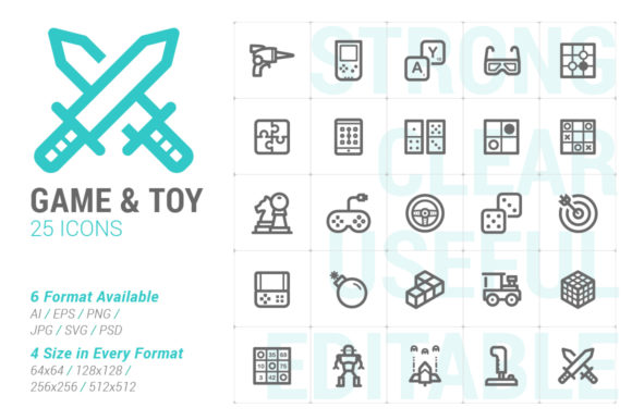Game Toy Strong Line Icon: Graphics & Icons