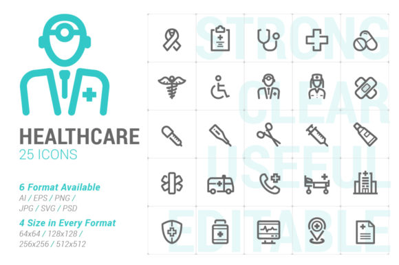 Healthcare Strong Line Icon: Graphics & Icons for Trusted Branding