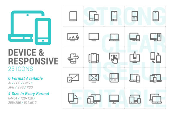 Responsive Device Strong Line Icon: Graphics & Icons