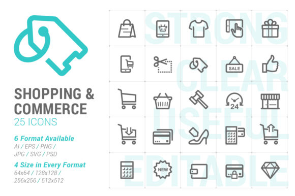Shopping Commerce Strong Line Icon Graphics & Icons