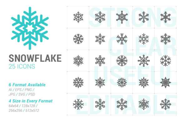 Snowflake Strong Line Icon Graphics & Icons