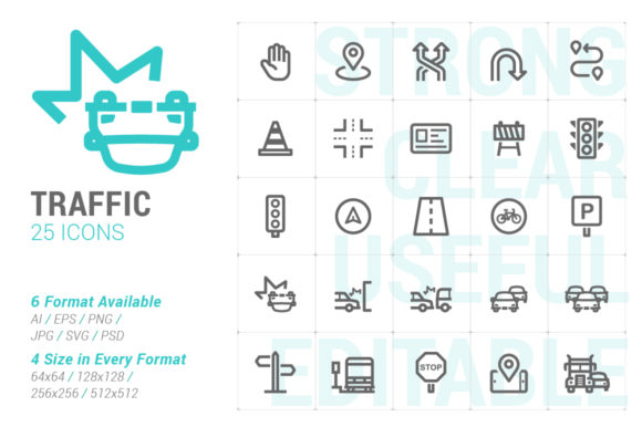 Traffic Strong Line Icon: Clean Graphics & Versatile Icons