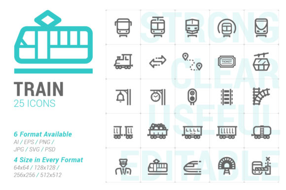 Train and Railway Strong Line Icon: Clean Graphics for Editorial Impact