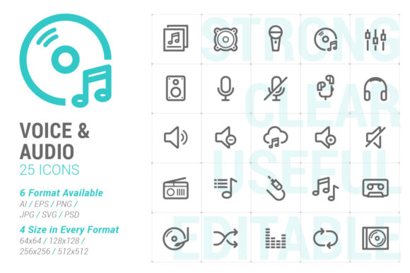 Voice Audio Strong Line Icon: Clean Graphics & Icons